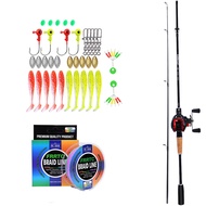 FRRTC 1.6/1.8m Fishing Rod and Reel Set 2 Sections Fishing Rod and Baitcasting Fishing Reel with 50m