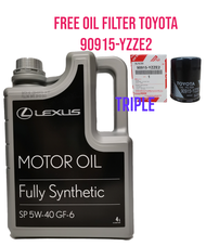 LEXUS FULLY SYNTHETIC 5W40 ENGINE OIL With Toyota Oil Filter YZZE2