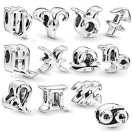Constellation Charms Virgo Aries Silver plated Beads for Bracelet