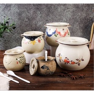 2pic Ceramic Lard Jar High Temperature Resistant Household Kitchen Oil Splash Spicy Meat Oil Jar Pep