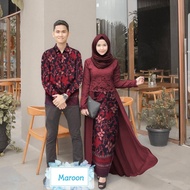 couple Zahrima maroon batik kebaya baju pesta mewah cp mer vt
