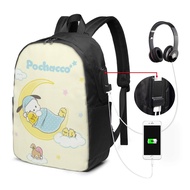 Sanrio Pochacco Backpack Laptop USB Charging Backpack 17 Inch Travel Backpack School Bag Large Capacity Student School Bag
