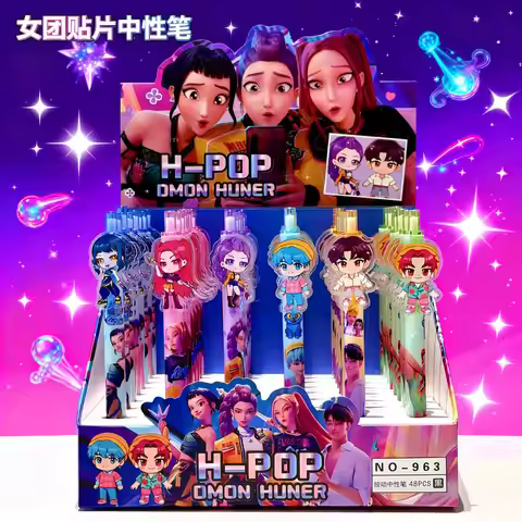 2026 hot KPOP Demon Hunter Girl Group Gel Pen Black 0.5mm Acrylic Patch Pen Stylish K-POP Click Pen 