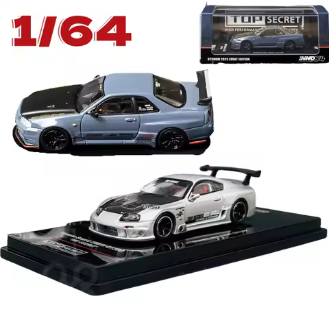 INNO Diecast 1/64 Nissan Alloy Car Model Nissan GT-R R34 Toyota Speedmaster A80Suzhou GT SHOW Limite