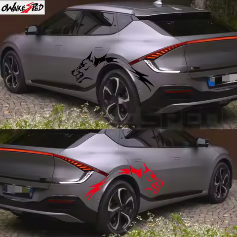 2pcs For KIA EV6 EV2 EV3 EV4 Car Wolf Graphics Stickers Car Body Door Side Decor Vinyl Decal Ceed St