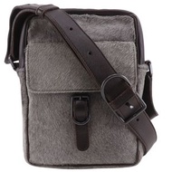 二手Bottega Veneta單肩包，小馬皮和牛皮拼接，灰棕色，帶拉鍊和斜挎肩帶。男女通用。