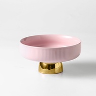 Mikarren European Luxury High Foot Ceramic Fruit Basket Living Room Home High End Fruit Dessert Plat