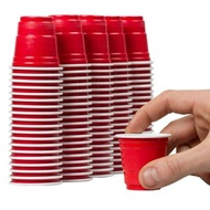 50pcs Red Shot Glass 2oz Disposable Plastic