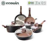 ecowin 10pcs Granite Non Stick Cookware Set 1 Wok+2 Frying Pan+2 Milk Pot+1 Soup Pot for All Stoves 