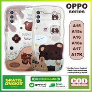Case Oppo A15 A15s A16 A16s A17 A17K Softcase Bow Beruang Coklat Unik