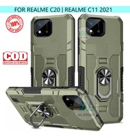 Casing Realme C20 | Realme C11 2021 Hard Case Ring Armor Robot Case Kickstand Hybrid/Ring Holder
