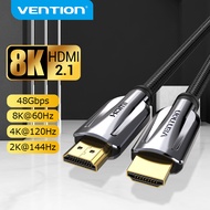 Vention HDMI 2.1 Cable 8K 60HZ 4K 120HZ 2K 144Hz 48Gbps Ultra High Speed 3D HDR hmdi Cable for Computer Laptop PC Monitors Projector camera cctv Network smart TV Box Switch PS5 PS4 Video Gold Plated Cable HDMI to HDMI Extender connector 1m 1.5m 2m 3m 5m