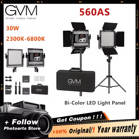GVM 560AS 30W Bi-Color LED Photographic Lighting Video Studio Light App Remote Digital Adjustable 56