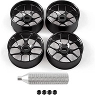 Abendor 4Pcs Metal 1/24 1/28 RC Car Drift Wheels, [2N+2W] 22mm 1/28 RC Car Drift Hubs for Mini-Z BBS