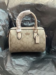 Coach Boston khaki and white STUDIO mini shoulder bag