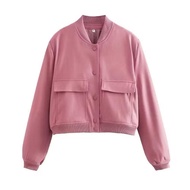 Women's Bomber Jacket - Women's Double Pocket Bomber Jacket