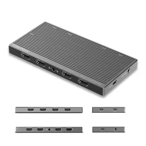 CineTreak CT-4 4K60 4-Ch HDMI to USB 3.2 Type-C Capture Card, 4x HDMI Input Multi-Camera UVC Device 