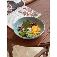 Ins style jade green tone ceramic salad bowl