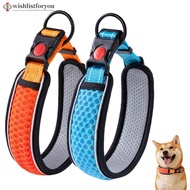 Wishlistforyou Breathable Honeycomb Mesh Dog Collar Adjustable Reflective Nylon Soft Anti-Strangle L