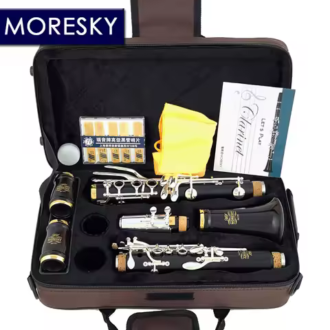 MORESKY Clarinet Bb Wood Ebony Silver Plated 18 Keys Grenadilla Sib Klarnet M191