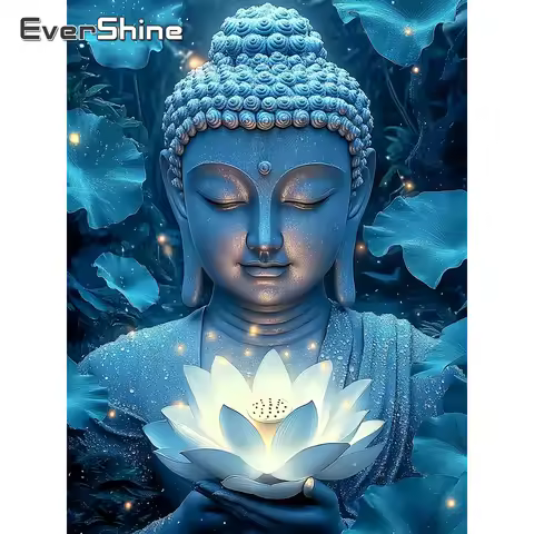 EverShine Diamond Mosaic Religious Figures Full Square Painting Buddha Portrait Picture Rhinestones 