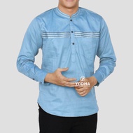 KEMEJA KOKO DEWASA LENGAN PANJANG WARNA BIRU NAVI ABU COKSU BAJU KOKO PRIA PUTIH SANTRI KATUN TOYOBO