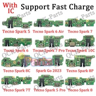 With IC Charger Board PCB Flex For Tecno Pop 4 Spark 5 6 Air 7 Pro 7T 8 8C 8P 8T 10C Go 2023 Zero Pr