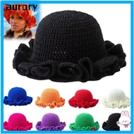 AURORY Women Bucket Hat, Warm Floppy Ruffle Hat, Fashion Crochet Knit Beanie Hat