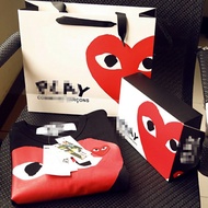 Men M Japan CDG Play Tee Shirt black W Red Heart W Box