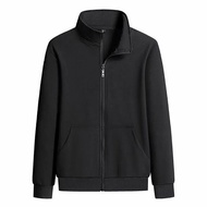 Hoodie Zipper hitam tanpa topi / sweater polos hitam kerah Zipper