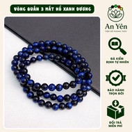 Bracelet wrapped with 3 blue tiger eyes, feng shui stone bracelet for luck, peace and fortune