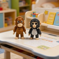 HOT 3d Printed Monkey Ornament Mini Orangutan Statue 2pcs 3d Printed Movable Joint Orangutan Figurin