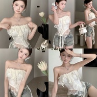 Mini shop (FY9079) New 2025 See-Through Tube Top Decorative Ends Lace With Foam Pads Korean Style