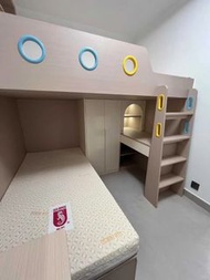 實拍 可定制床 bed （全港送貨 免費設計）上下床架 bunk bed  高架床 loft bed 錯位床 Misaligned bed 半高床 half height bed 收納櫃 護欄床 書枱