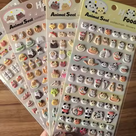 Animal Seal Collection 3D Stickers (4 Pcs) - Fun Cute Decor for Handcrafts, Notebooks & Planners Ani