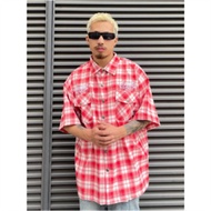 American West Coast Embroidered Plaid Shirt Boys Loose Street Gangster Chicano Short Sleeve Trend 20