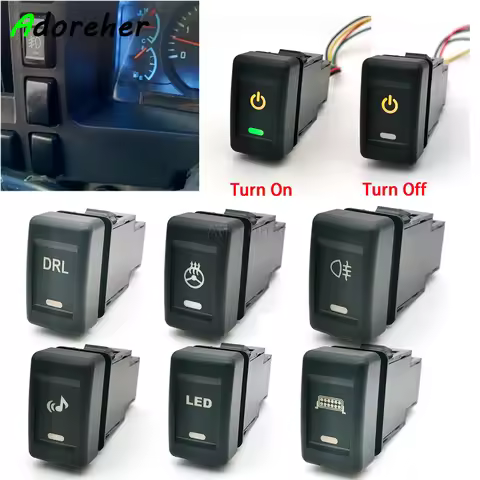 1PC LED DRL Light Rear Fog Light Spotlight Heating Switch Button For Isuzu KV100 700P Accessories