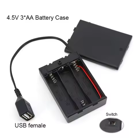 4.5V 3*AA 65x45x15mm Battery Case With 5v USB Port For Building Blocks LED Light Kit With case cover