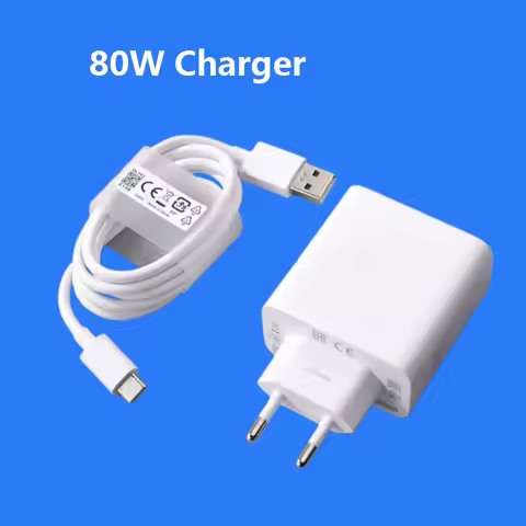 For OPPO Find X9 X8 A6 Pro 80W SuperVOOC Charger EU/US Fast Charging Power Adapter USB C Cable For R