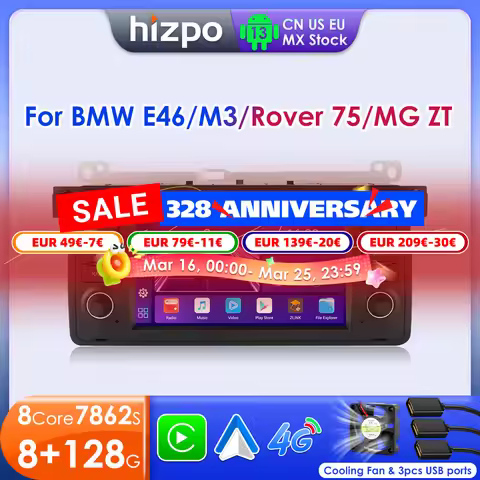 Hizpo 7" AI Voice Autoradio For BMW E46 M3 318/320/325/330/335 Android Auto Radio Carplay 4G DSP Car