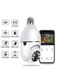 1入組燈泡攝像機360度wifi遠程監控家庭監視器智能高清夜視全彩E27燈座監視