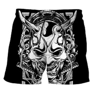 Vintage Japanese beach shorts with Tattoo Mask 3D print, Y2K style, for men and women. Easy to wear 