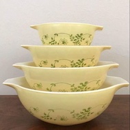 4 Pc Set Vintage Pyrex Shenandoah Cinderella Mixing Bowls Wintergreen