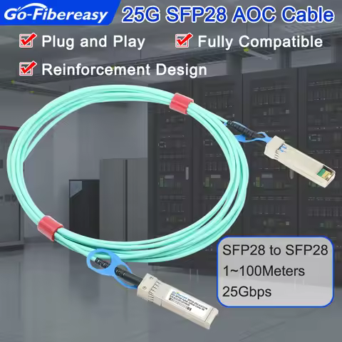25Gb SFP28 AOC Cable 1m,2m,3m,5m~50m SFP28 25G Active Optical Cable for HuaWei,Dell,Mellanox,Cisco,M
