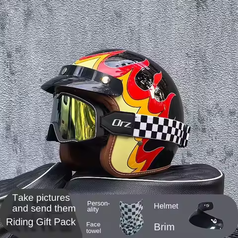 ORZ-058C New Launched Vintage Motorcycle Helmet DOT Certified 3/4 Helmet Jet Mask Helmet