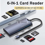 6-In-1 USB A TYPE C / USB2.0 Multifunction Card Reader SD/TF/XD/CF/M2 Memory Card Adapter For Phone 