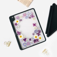 紫白藍花手工押花iPad殼 iPad Air 11寸13寸iPad Pro11寸13寸
