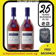 Martell Cordon Bleu Cognac 70cl Twin Bottles w Gift Box - Free Simply Alcohol Backpack
