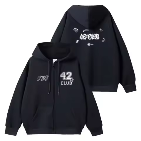 KPOP TWS 42:CLUB Concert Same Zip Up Hoodie Women Men Harajuku Sweatshirt Streetwear Hip Hip Zipper 