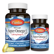Carlson - Super Omega-3 Gems, 1200 mg Omega-3 Fatty Acids with EPA and DHA, Wild-Caught Norwegian Su